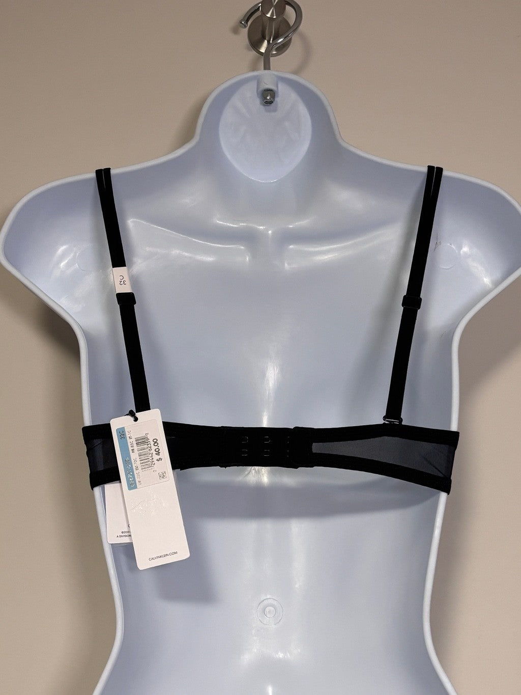 Calvin Klein 32C Black Sheer Marquisette Underwire Plunge Bra NWT