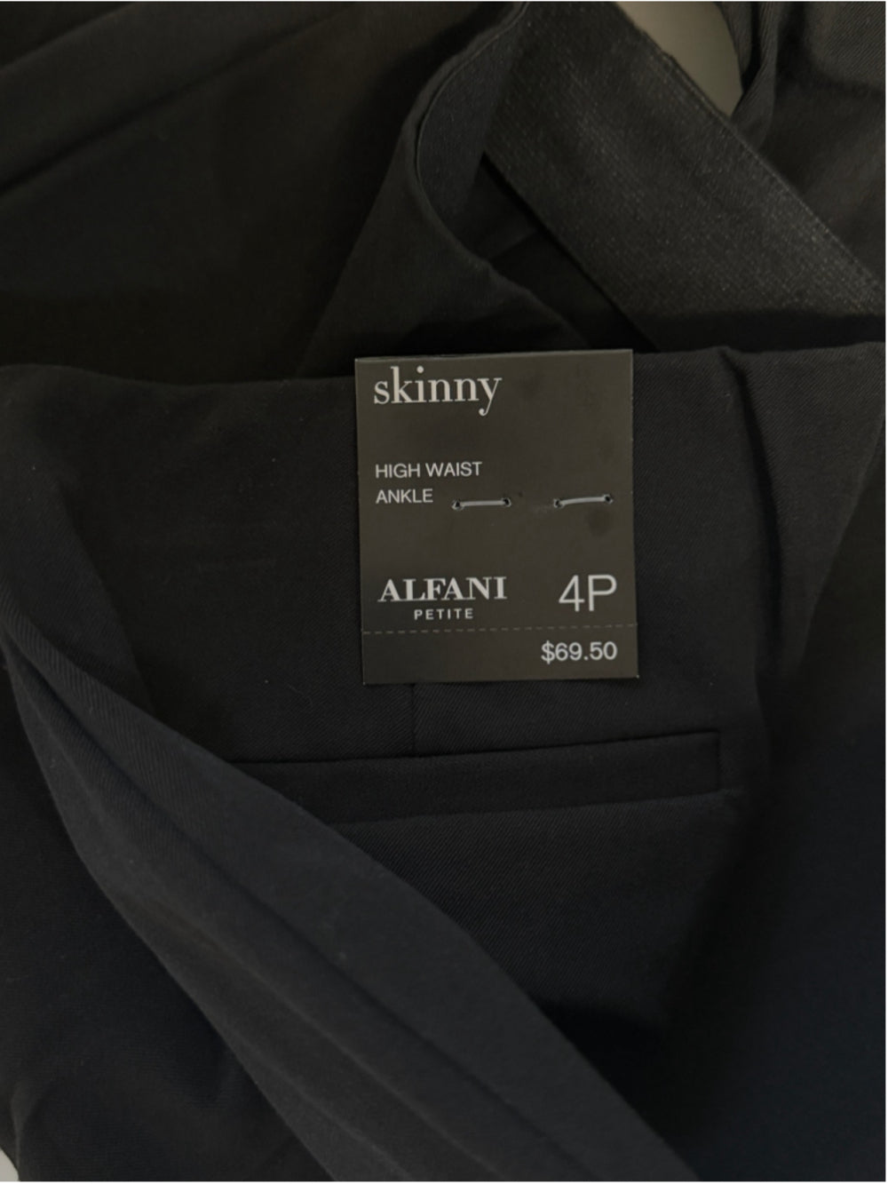Alfani 4 Petite Black Bi-Stretch Hollywood Skinny Dress Pants / Slacks NWT