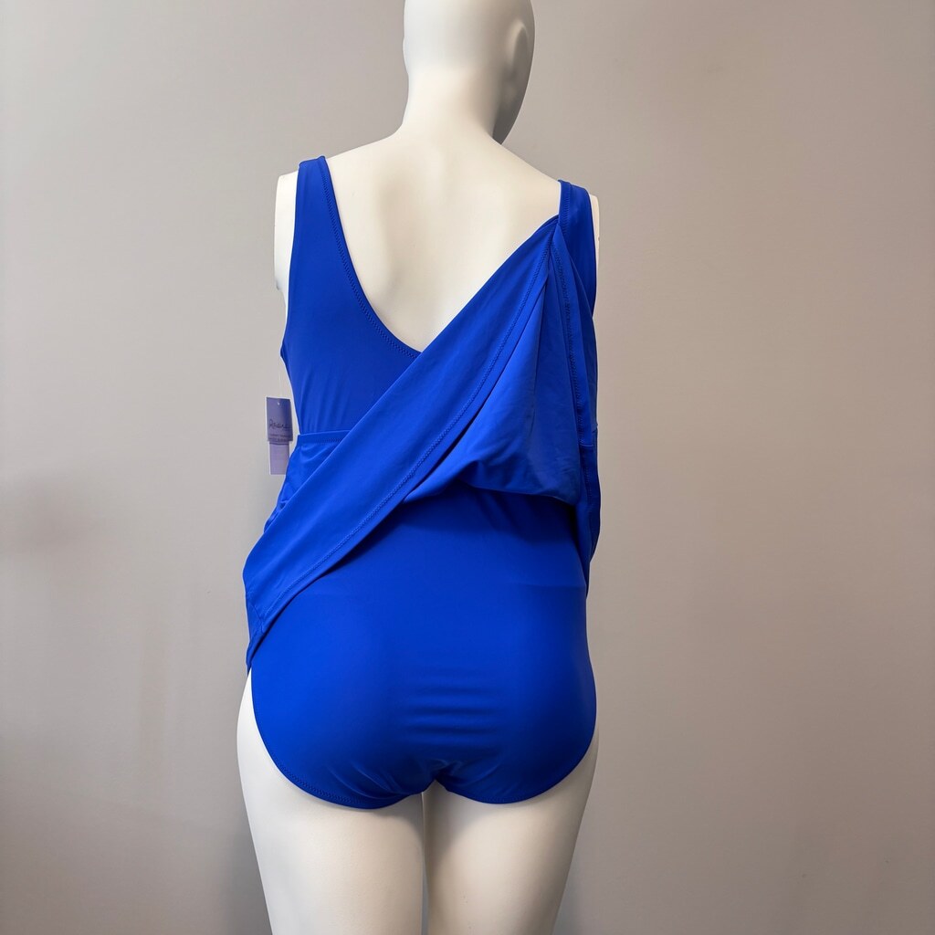 Raisins Curve Women's Plus Size 18W Blue Tummy-Control Swimdress / Swimsuit NWT