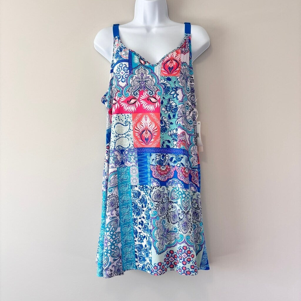 Linea Donatella Women's Blue Printed Sleeveless Chemise / Pajama Dress NWT
