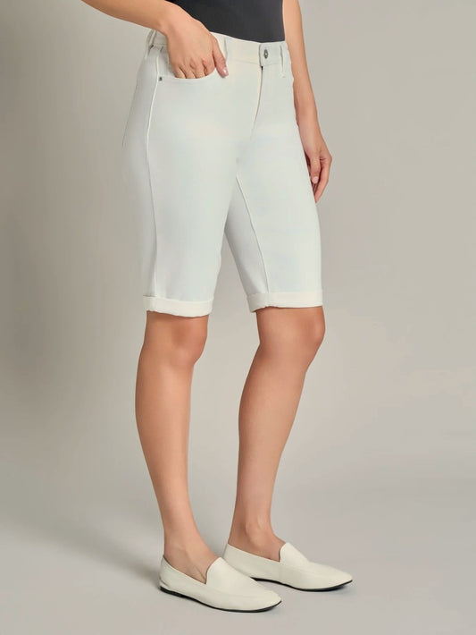 Jones New York Size 8 Petite White Lexington Cuffed Bermuda Shorts NWT
