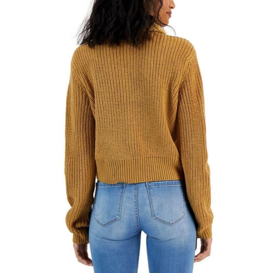 PLANET GOLD / PLANET HEART Juniors' M Cable-Knit Faux-Fur Collar Cardigan NWOT