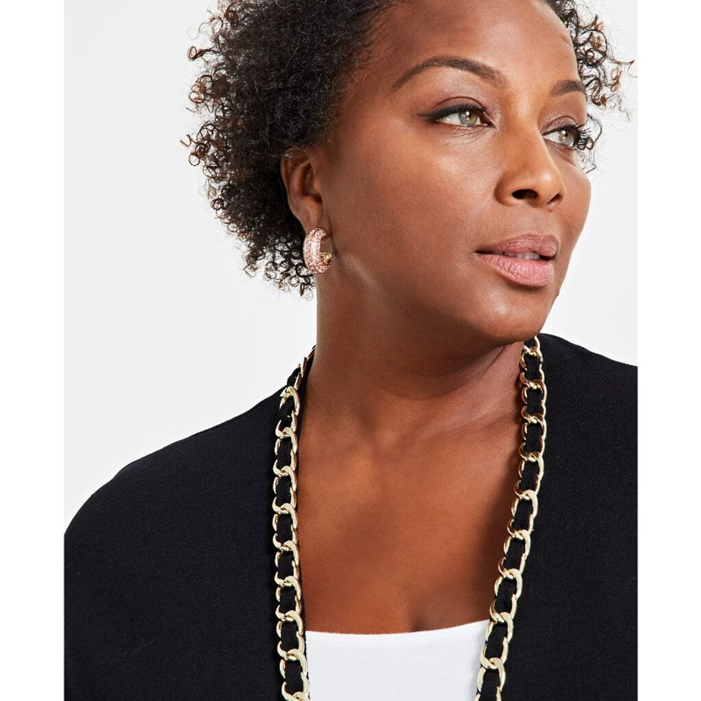 INC International Concepts Plus Size 2X Gold Chain-Trim Black Cardigan NWT