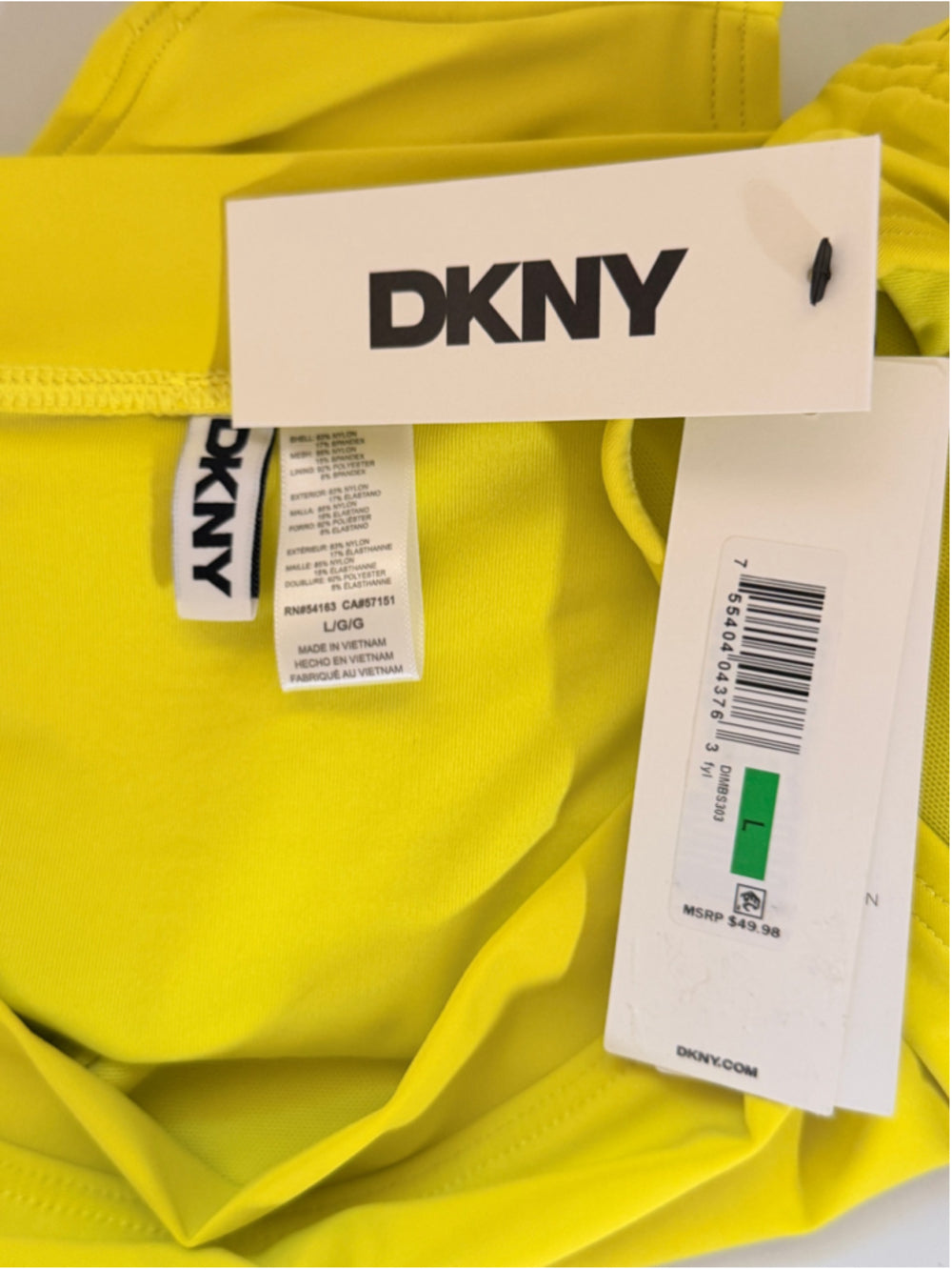 DKNY Women's Size Large Yellow High Waist Bikini Bottoms NWT