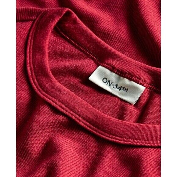 On 34th Plus Size Brick Red Ribbed Long-Sleeve T-Shirt NWT