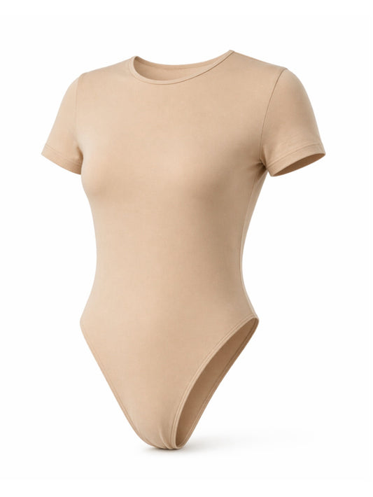 SHEIN Size Extra Small Nude Short Sleeve Crew Neck Bodysuit NWT