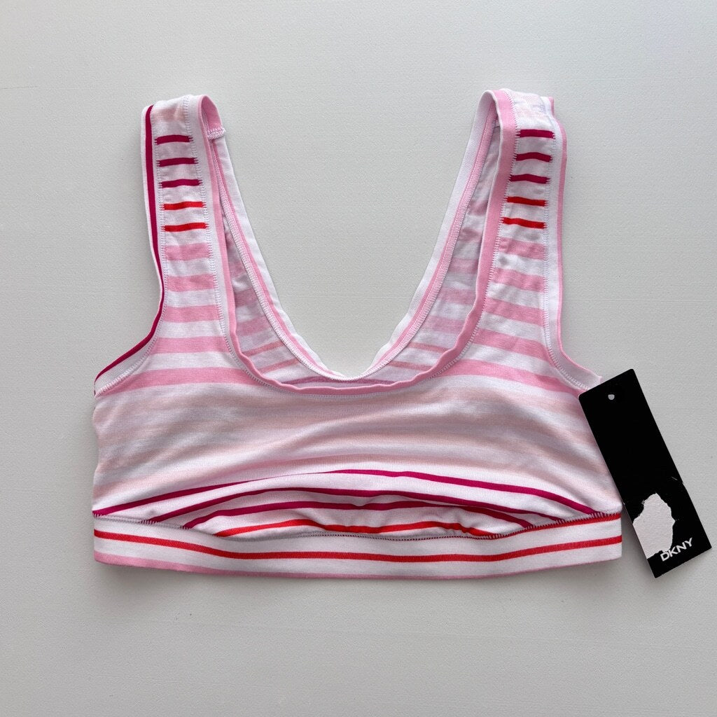 DKNY Women's Designer Pink & White Bralette / Sports Bar NWT