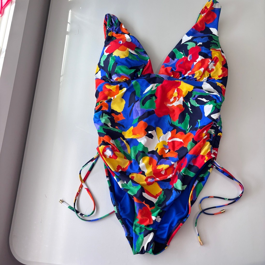 Ralph Lauren Women's Plus Size Colorful Side-Shirred One-Piece Swimsuit NWT