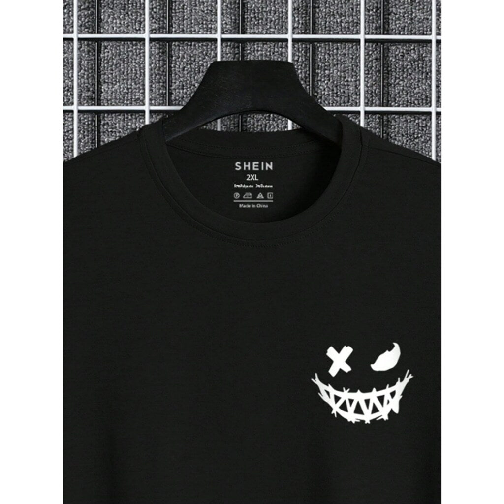 SHEIN Men's 5XL Plus Size Black Wicked Grin Cartoon Graphic Tee T-Shirt NIB