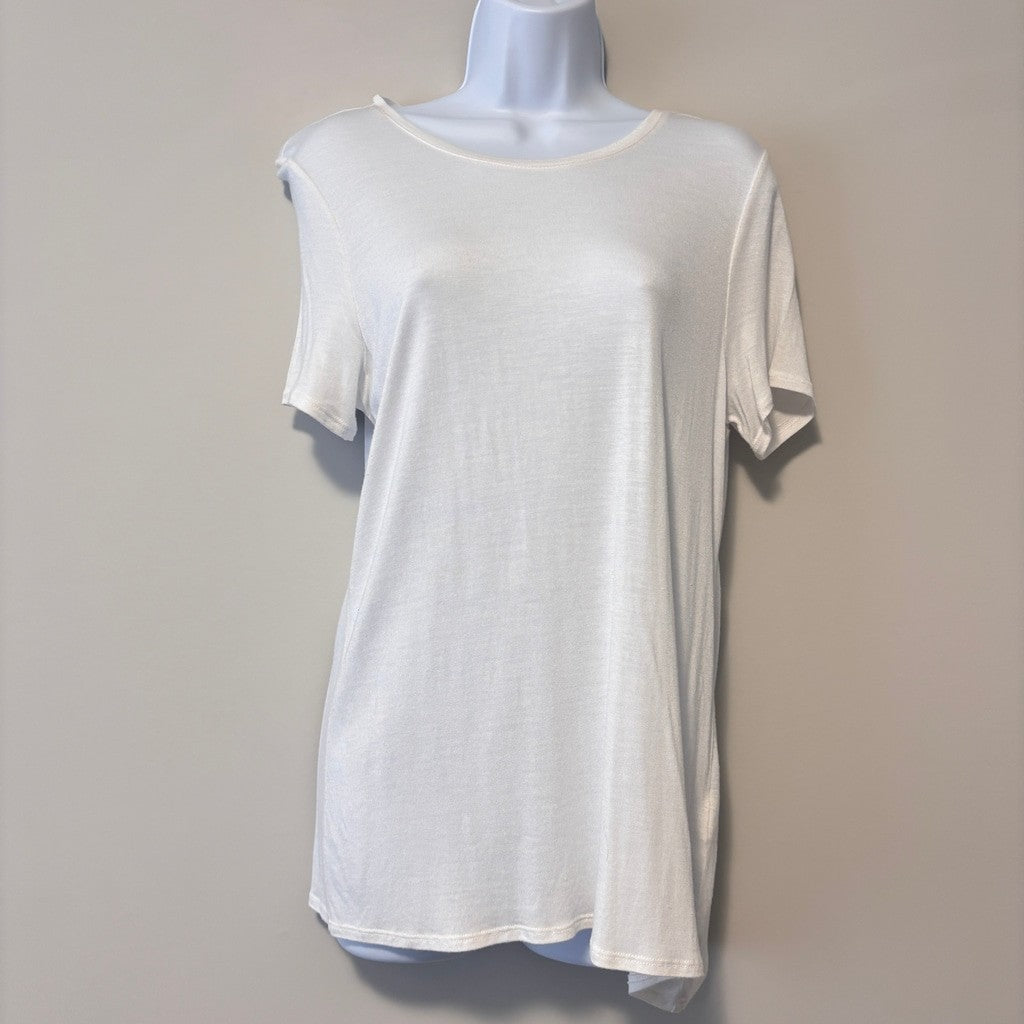 Alfani Women's Size Small White Short-Sleeve Crewneck T-Shirt - Long Length NWT