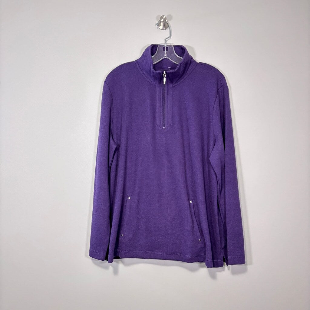 Karen Scott Women's Extra Large Purple Half-Zip Pull-Over Sweater NWT