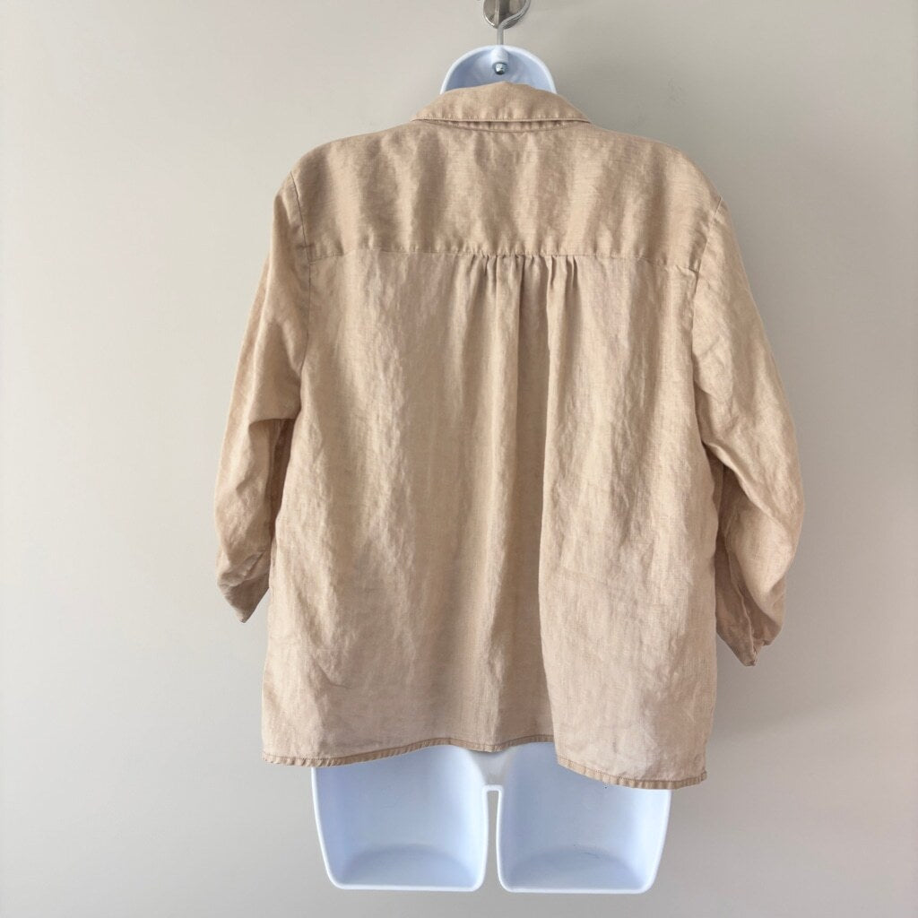 INC International Concepts Women's XL Beige Linen Twist-Hem Blouse NWT