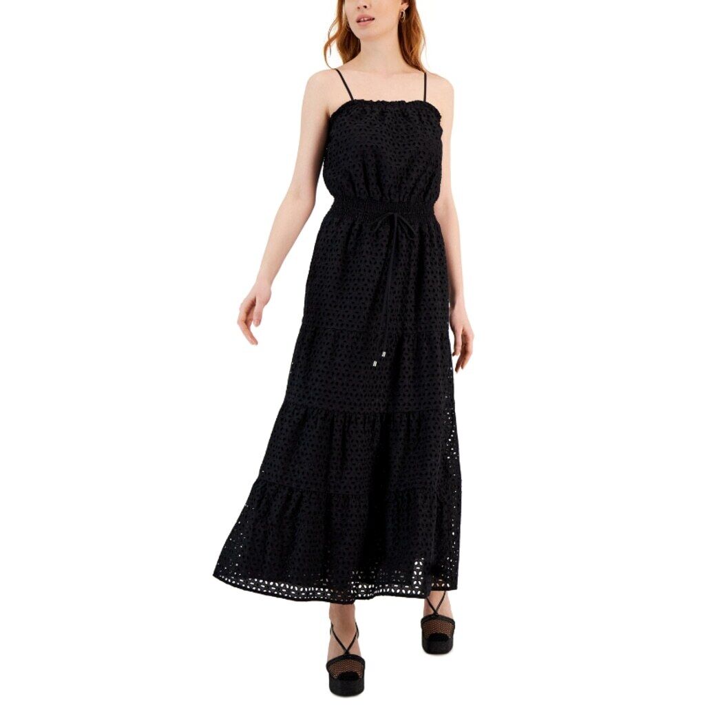 I.N.C. International Concepts Women's Large Cotton Eyelet Black Maxi Dress NWT