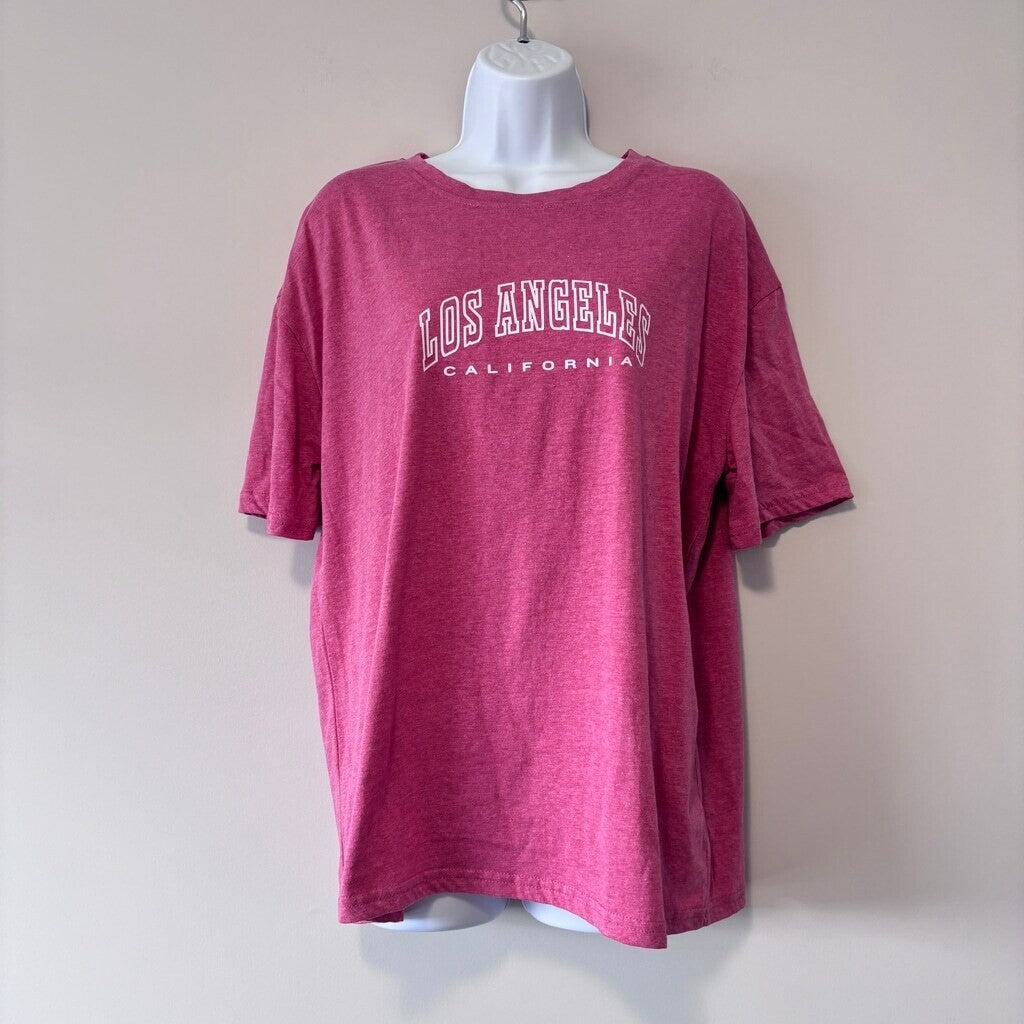 SHEIN Women's Los Angeles California Pink Graphic Oversized T-Shirt Top NIB