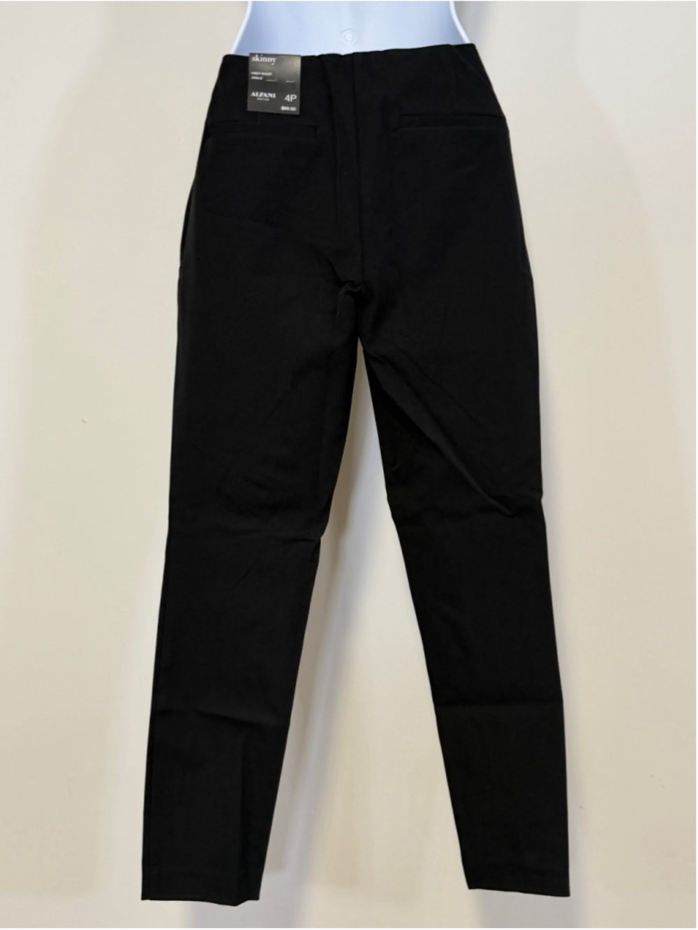 Alfani 4 Petite Black Bi-Stretch Hollywood Skinny Dress Pants / Slacks NWT
