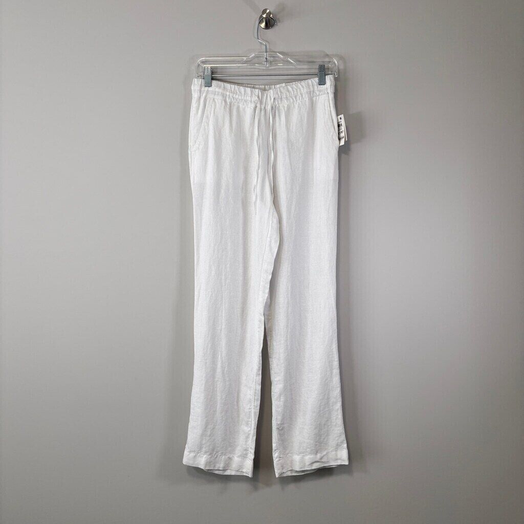 Charter Club Petite 100% Linen White Drawstring Pants NWT