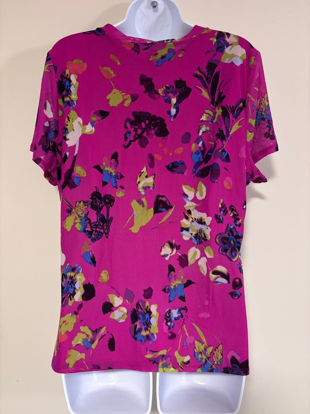 INC International Concepts Size XL Pink Printed Mesh Crewneck Top NWT