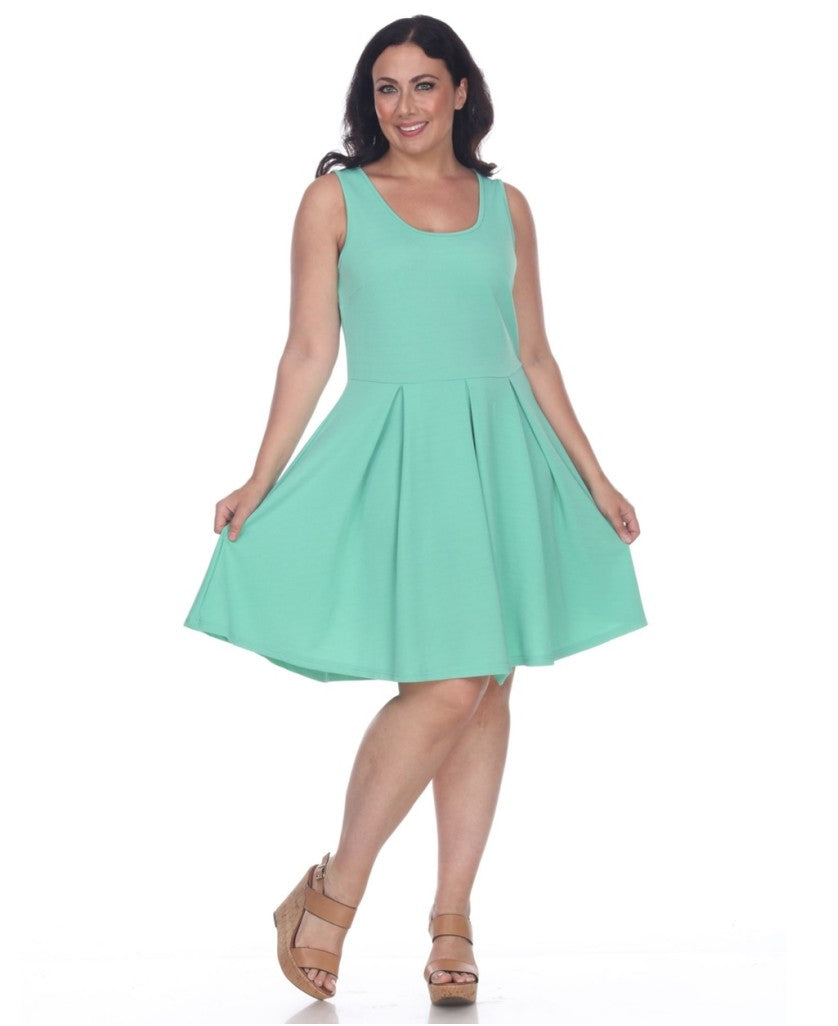 White Mark Plus Size 3XL Mint Green Fit and Flare / Skater Dress Knee Length NWT