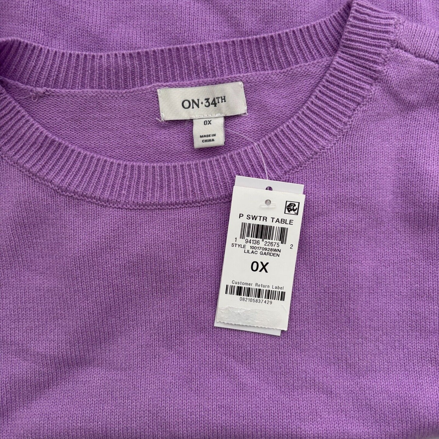 ON 34TH Plus Size Lilac Purple Super Soft Crewneck Sweater NWT