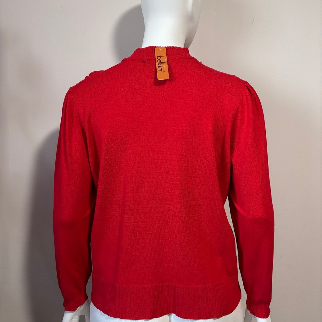 Belldini Plus Size 3X Red w/ Crystal Embellished Mock Neck Sweater NWT