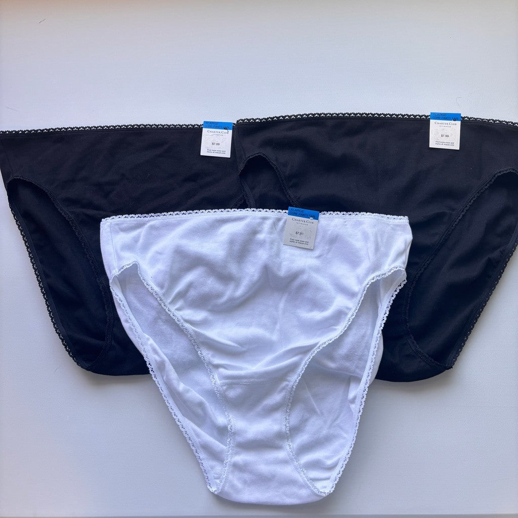 Charter Club Women's XL 100% Cotton 3 Pack of Multi Brief Underwear NWT XL33