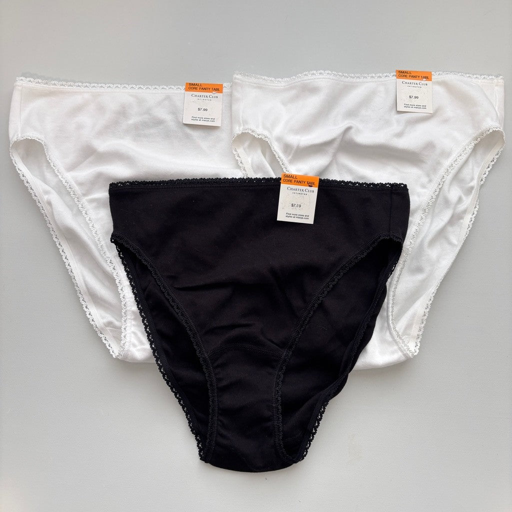 Charter Club Women's Small 100% Cotton 3 Pack of Multi Brief Underwear NWT S43