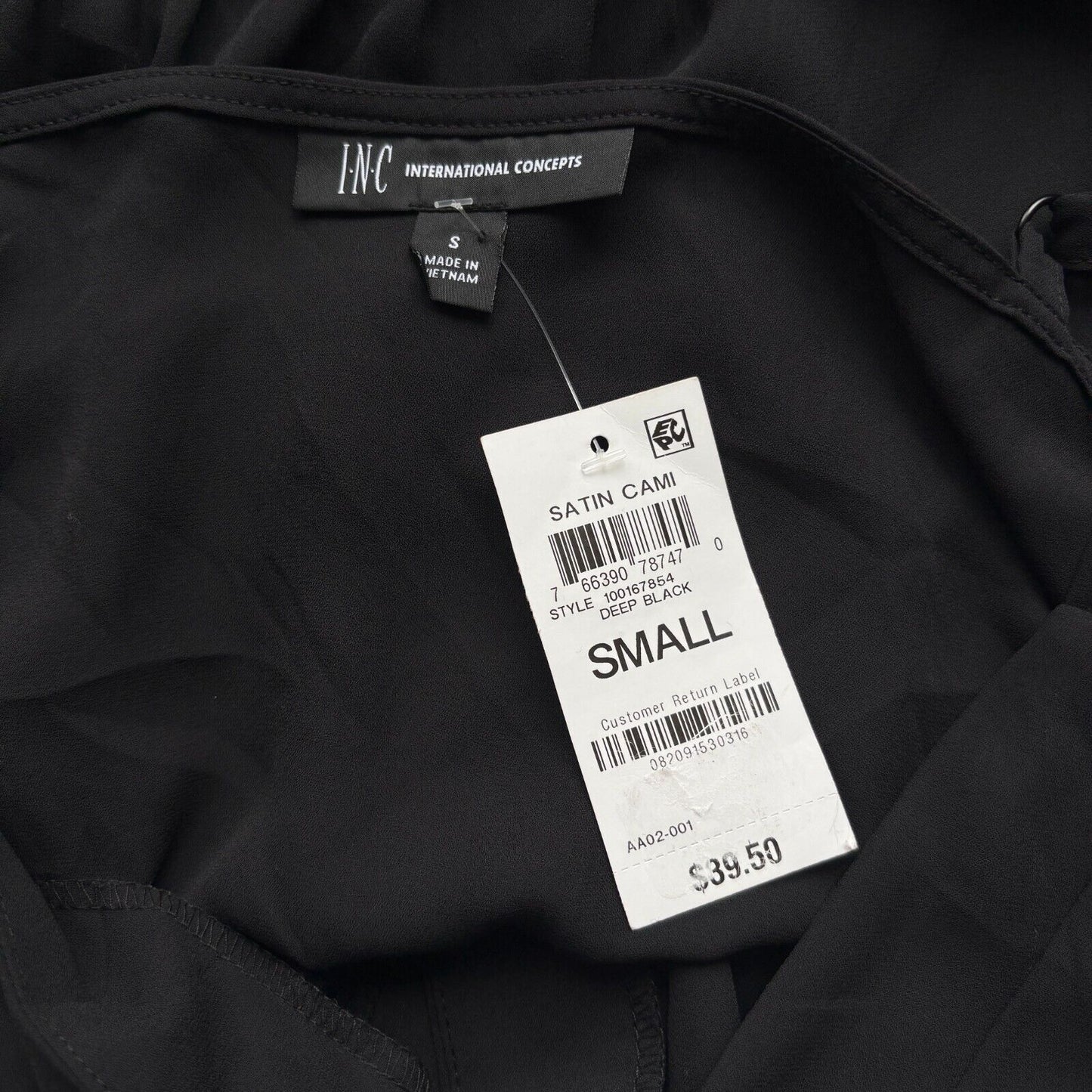 I.N.C. International Concepts Women's Black V-Neck Chiffon Camisole NWT