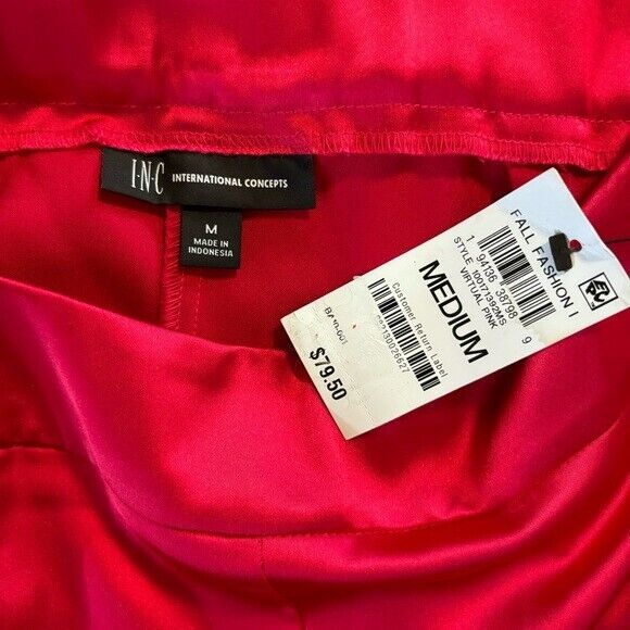I.N.C. INTERNATIONAL CONCEPTS Hot Pink Satin High Rise Dress Pants NWT