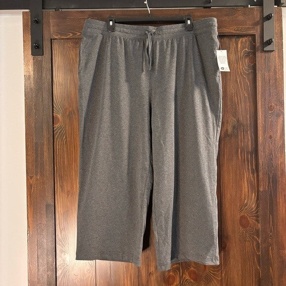 Karen Scott Knit Pull on Dark Grey Capri Pants with an Draw-String Waist NWT