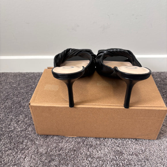 Journee Collection Women's 9 Black Greer Pleated Sandals / Heeled Shoes NIB