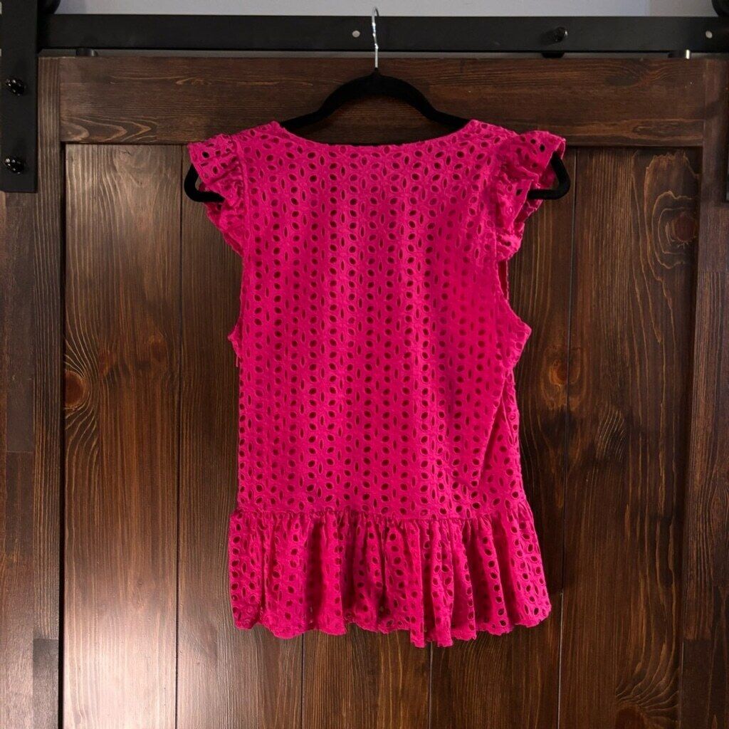I.N.C. International Concepts Women's Size 0 Hot Pink Cotton Eyelet Top NWT