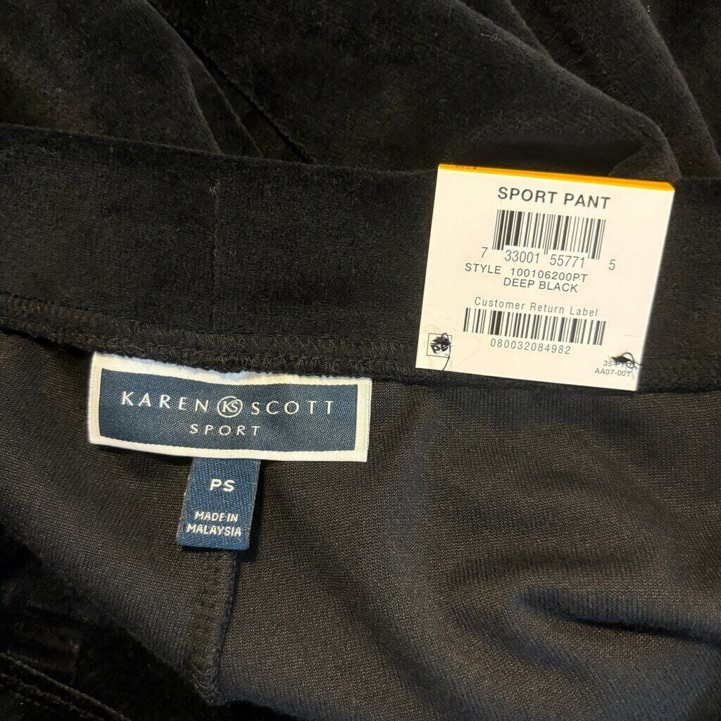 Karen Scott Petite Black Velour Elastic-Waist Pants NWT