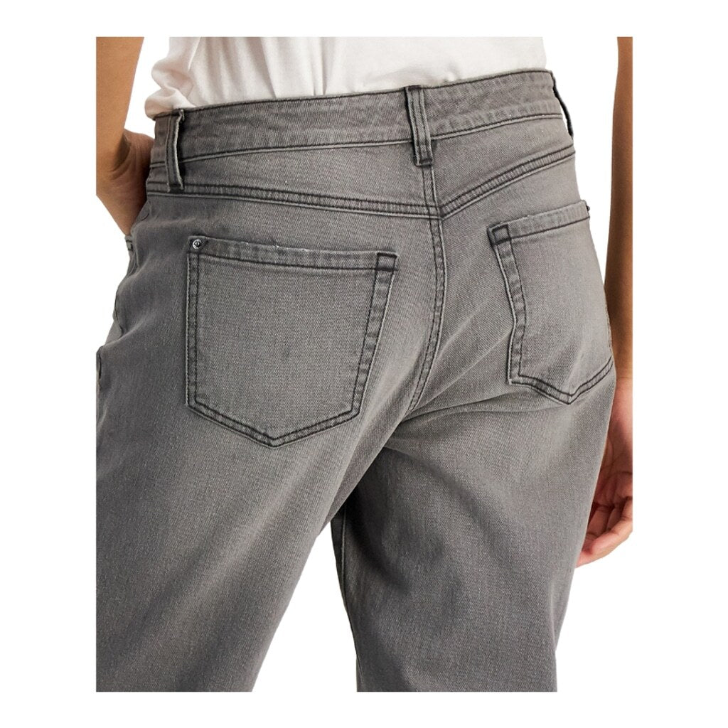 INC International Concepts Women's 2 Grey Mid Rise Ripped Straight-Leg Jeans NWT