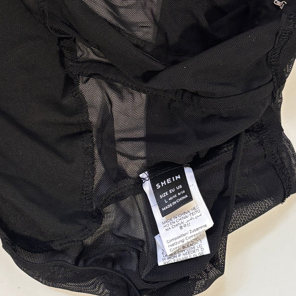 SHEIN Size Large Black Mesh Corset Halter Corset Top w/ Sheer Back NWT