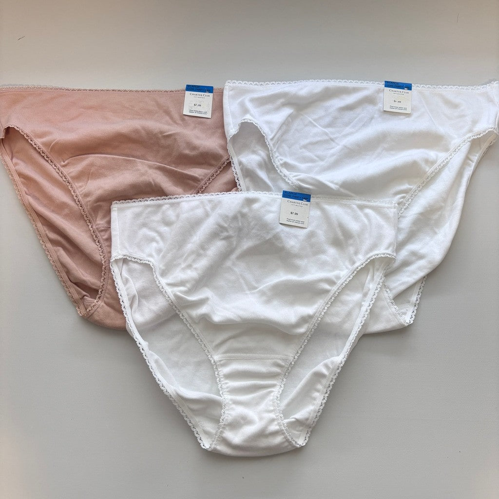 Charter Club Women's Size XL 100% Cotton 3 Mix Pack of Brief Underwear NWT XL42