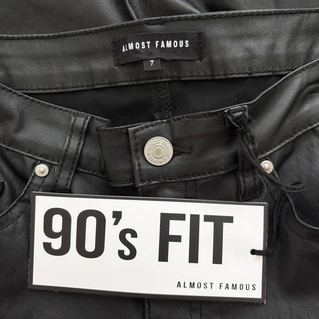 Almost Famous Size 7 Crave Fame 90s Faux-Leather Wide-Leg Jeans NWT