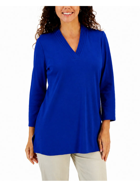 Karen Scott Women's XXL 100% Cotton Cobalt Blue Tunic Top NWT