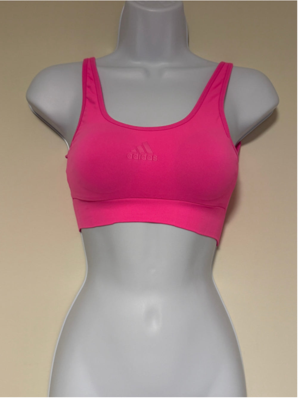 Adidas Women's XS Hot Pink Seamless Scoop Medium Impact Lounge Bra NWT