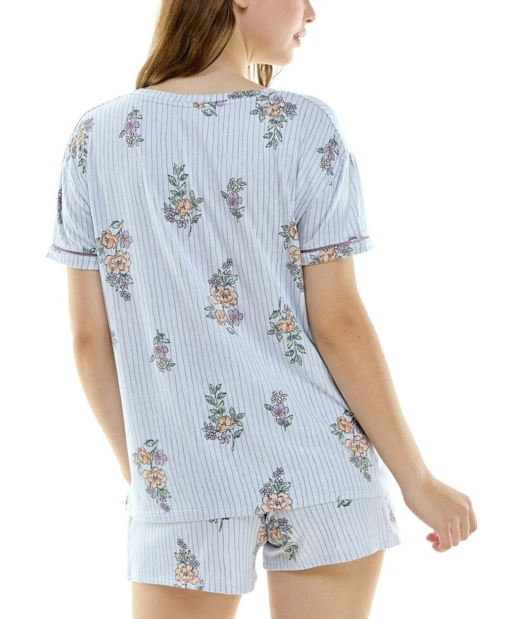 Roudelain Women's 2-Pc Soft Blue Striped Pajamas Set w/ Shorts NWT