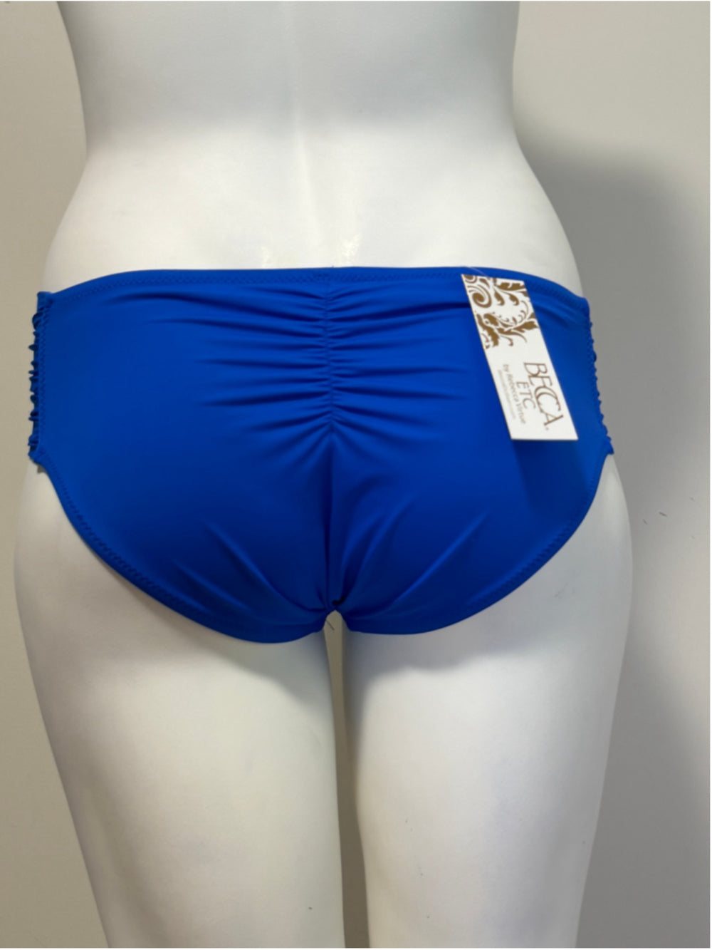 Becca ETC 0X Plus Size Blue Color Ruched Hipster Bikini Bottoms NWT