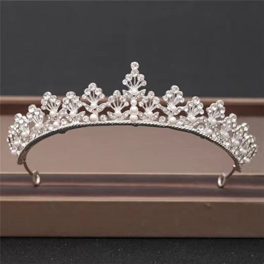Small Floral Patterned with Pearls Crown /Tiara Bridal Accessory for Women NWT