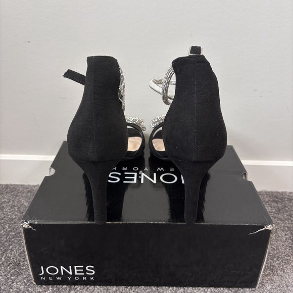 Jones New York Women's 10 Black Tarrie Rhinestone Bow Stiletto Heels NIB