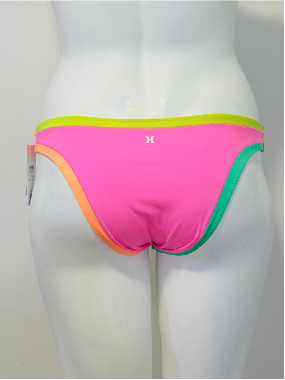 Hurley Size Extra Large Colorblock Neon Pink Cheeky Bikini Bottoms NWT