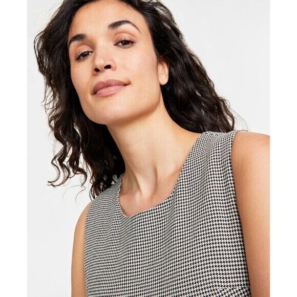 On 34th Plus Size White and Black Houndstooth Double-Weave Sheath Dress NWT