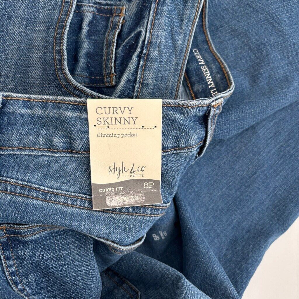 Style & Co Women's Petite Curvy-Fit Medium Wash Skinny Jeans NWT