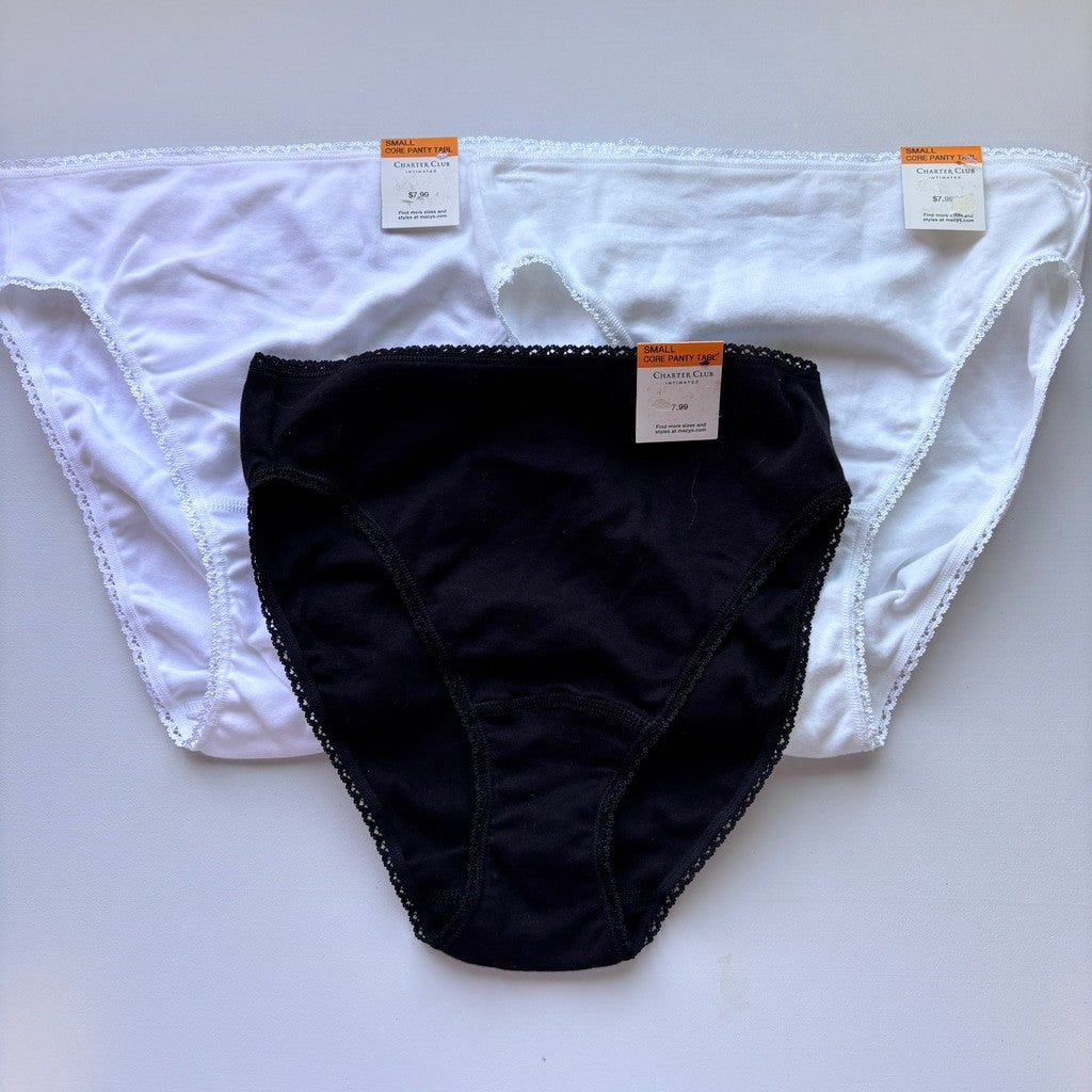 Charter Club Women's Small 100% Cotton 3 Mix Pack of Brief Underwear NWT S49
