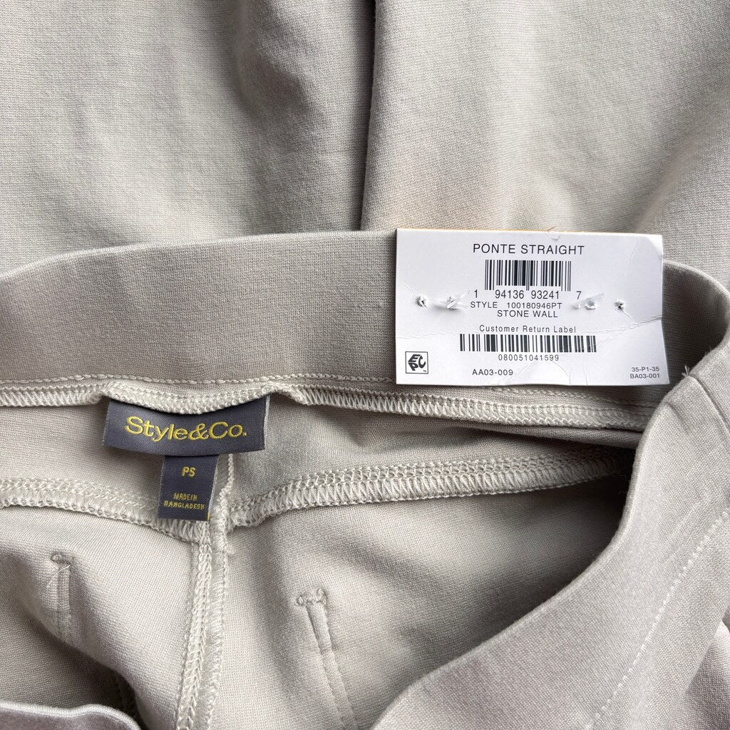 Style & Co. Women's Petite Small Beige Mid Rise Pull On Straight Ponte Pants NWT