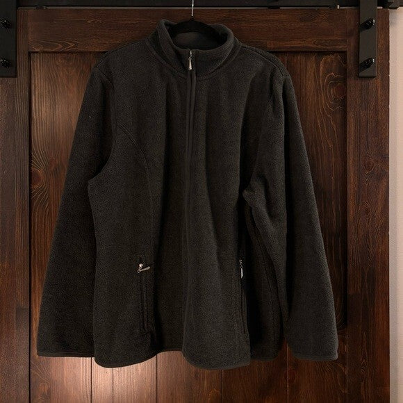 Karen Scott Charcoal Grey Zip-Up Zeroproof Fleece Sweater Jacket NWT