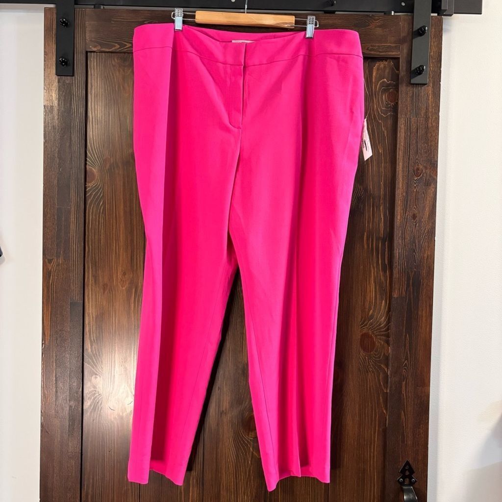 KASPER Plus Size Straight-Leg Hot Pink Dress Pants NWT