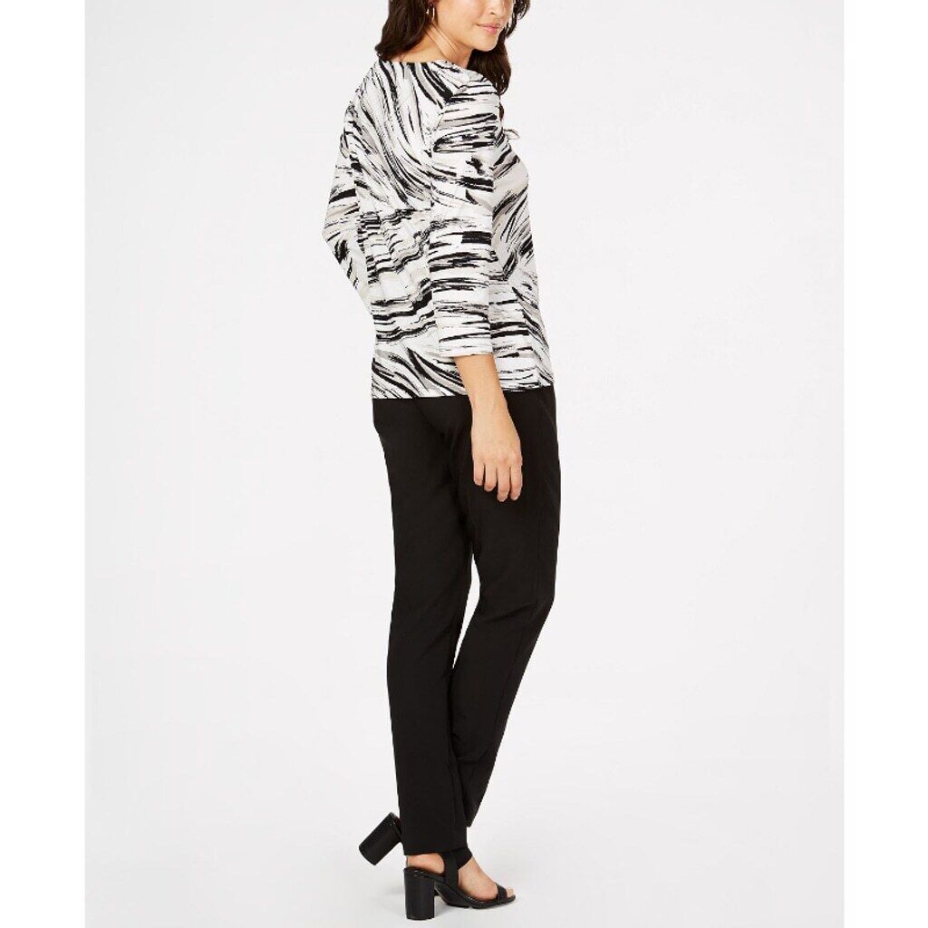 JM Collection Women's Extra Large Petite Printed 3/4 Sleeve Jacquard Top NWT.